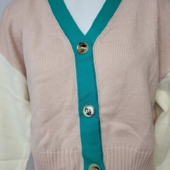 SHEIN Color Block Crop Cardigan - Picture 4 of 7